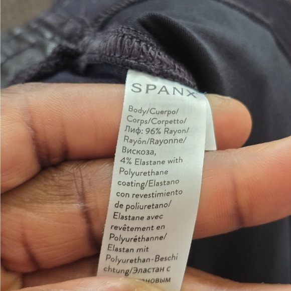 Spanx Pull On Leather Pants Small Women Gray Highrise Pocket Tapered Leg 28x29 - Picture 6 of 9